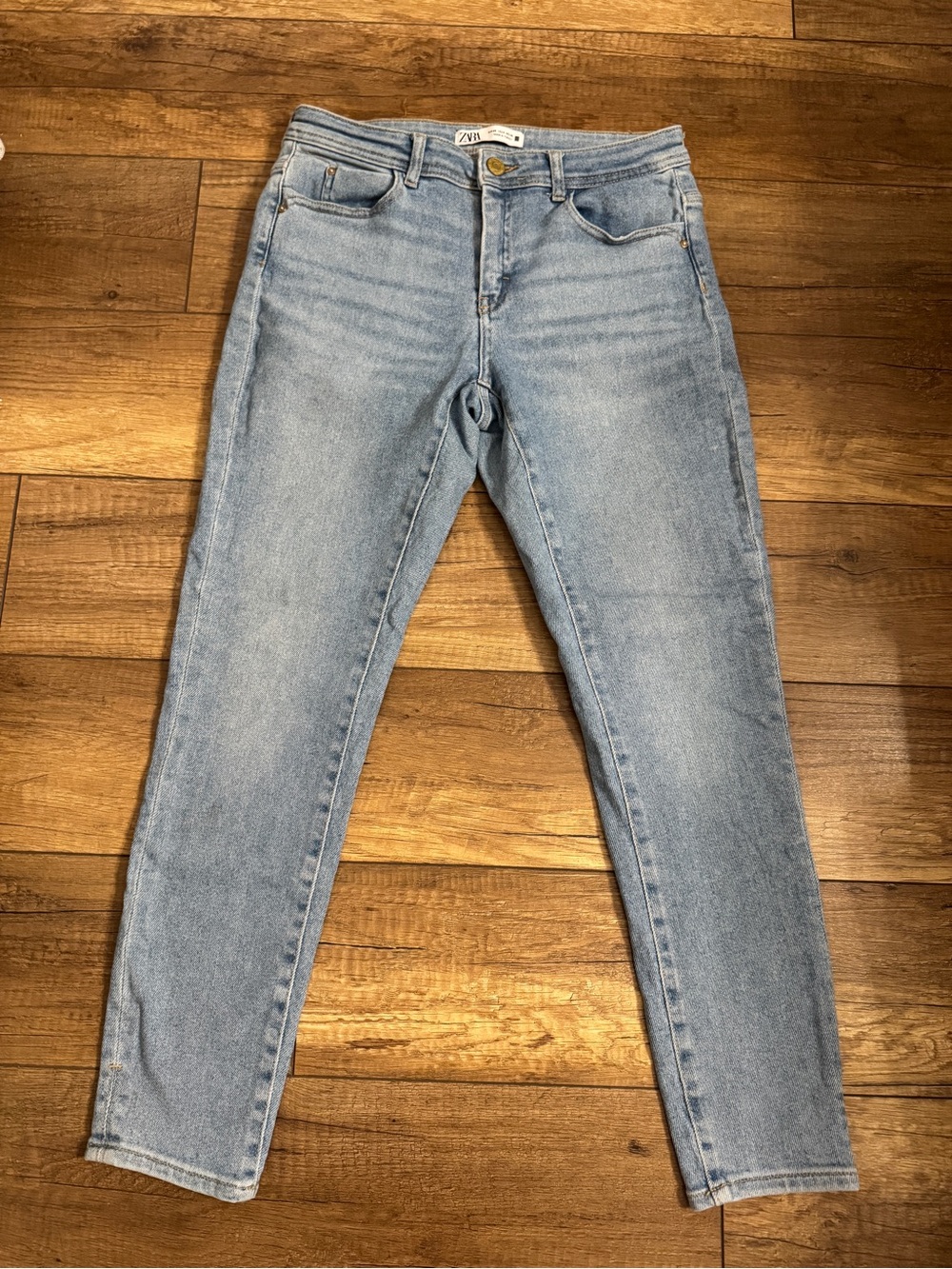 Zara Light Blue Skinny High-Rise Stretch Jeans